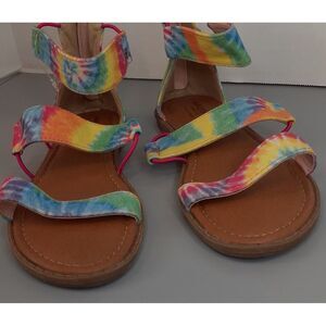 Arizona Little‎ Girls Tie Dye Sandals Size 4 Stretch Strappy with Zipper